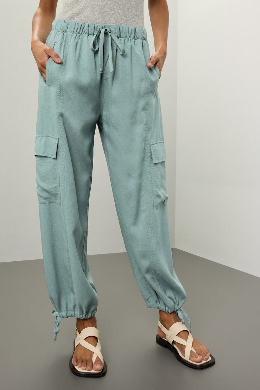 Splendid SzL Sage Blue Green Kamryn Cargo Jogger Drawstring Travel Trouser Pants